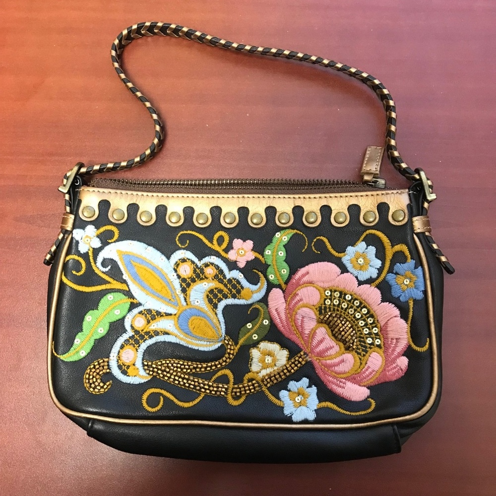 Isabelle Fiore Brown Leather Floral Bag